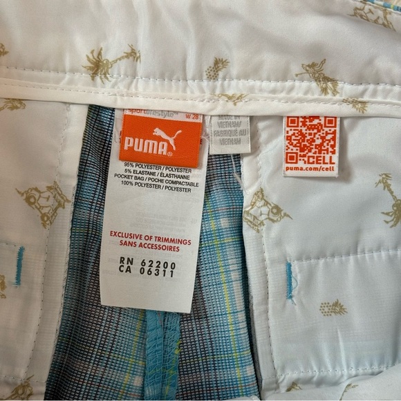 NWOT Puma Men's Plaid Tech Lightweight Stretch Shorts w 28 blue white pockets - Picture 7 of 9